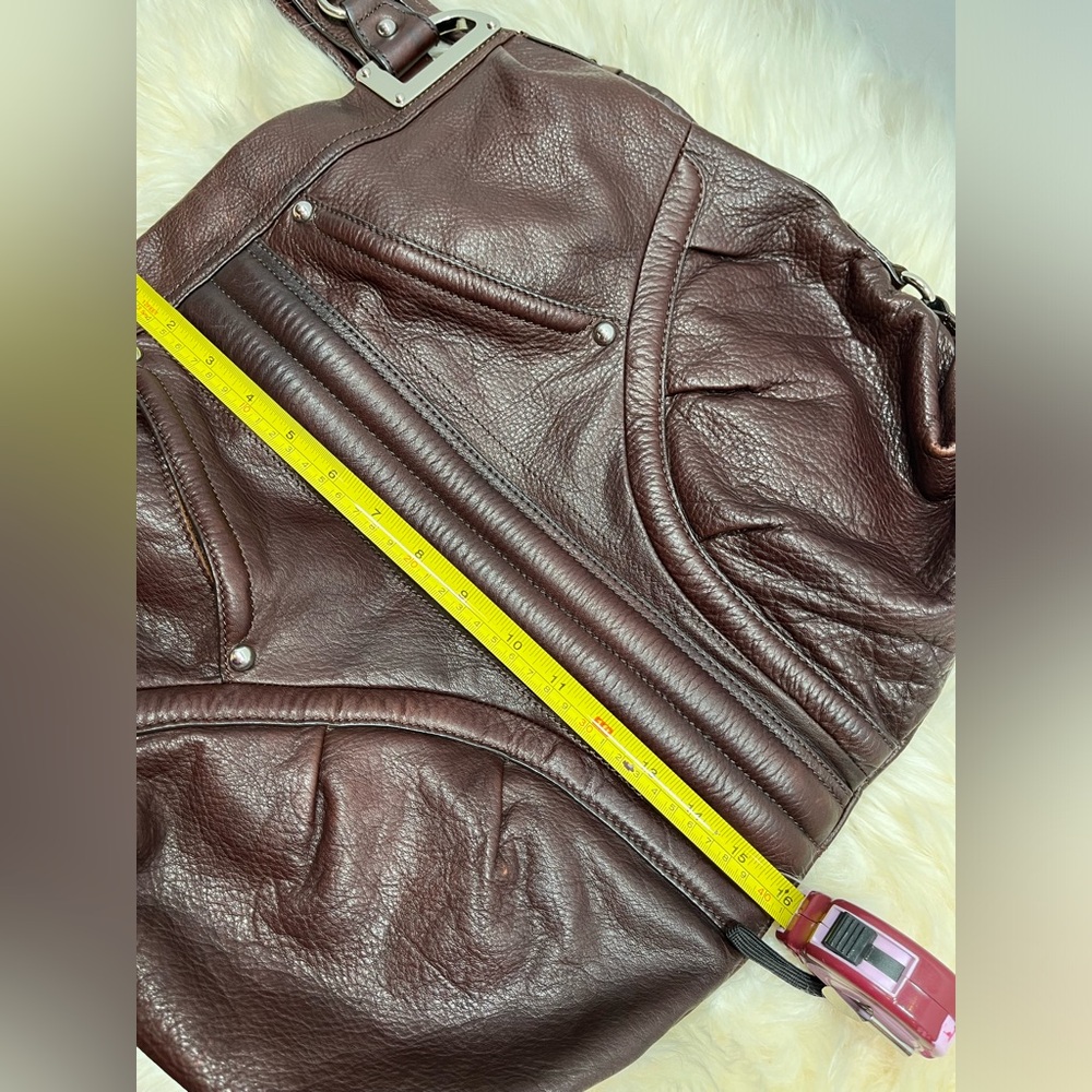B Makowsky  Merlot Leather Genuine Leather Double Straps/ Shoulder bag/ - Picture 12 of 17